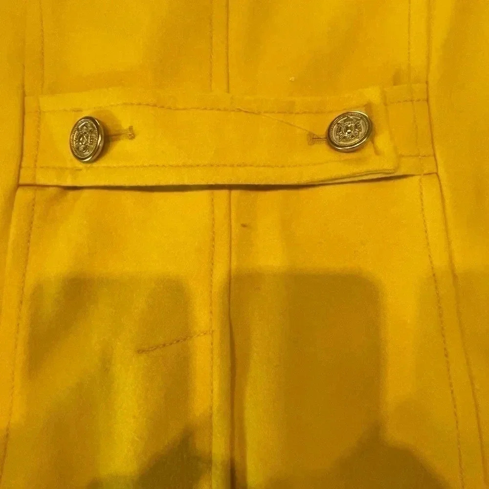 Old Navy Women's Yellow Wool Double Breasted Peacoat Sz L - Picture 7 of 10